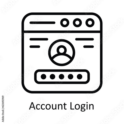 Account Login Vector outline Icon Design illustration. Cyber security Symbol on White background EPS 10 File