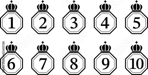 Simple black and white ranking icon set.
