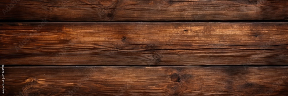 Fototapeta premium Wood texture background. Dark brown wooden board surface. Generative AI.