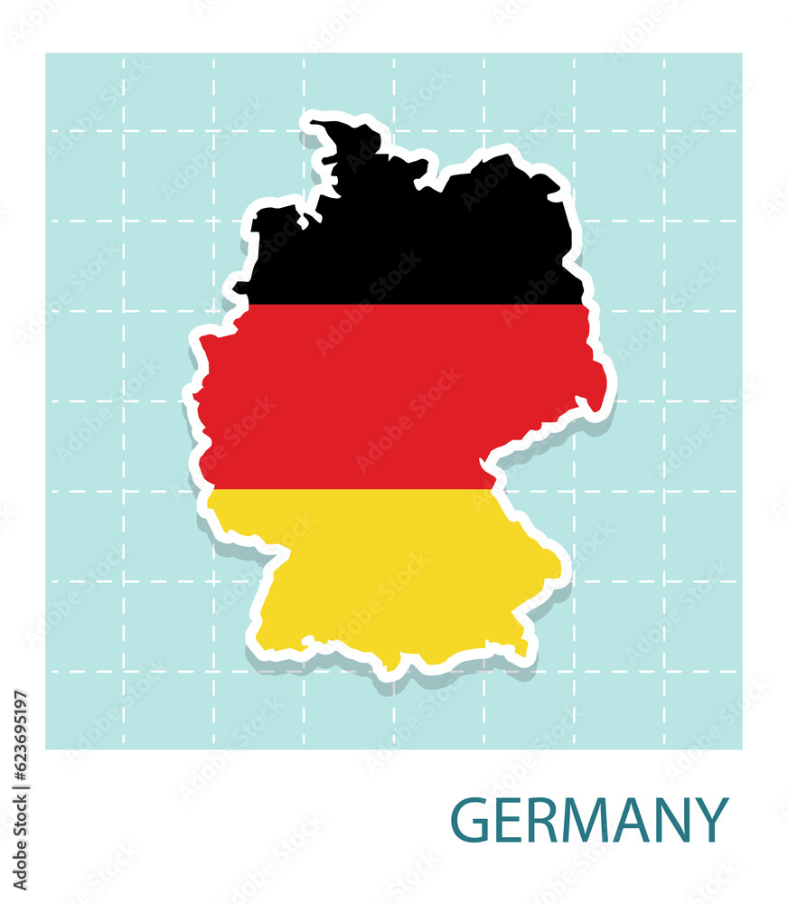 Fototapeta premium Stickers of Germany map with flag pattern in frame.