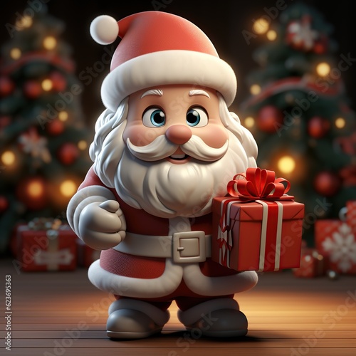 Illustration of a Santa Claus with a Christmas background, AI Generated © kanate