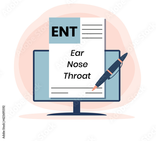 ENT Ear Nose Throat acronym, medical concept background. vector illustration concept with keywords. lettering illustration with icons for web banner, flyer, landing page photo