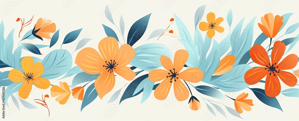 Obraz premium flowers and foliage colorful pattern spring summer background