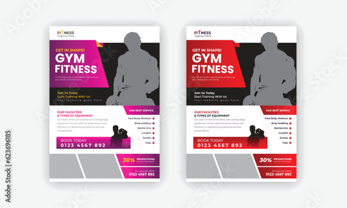 Fitness Gym Flyer and Poster Template or Fitness workout flyer Design or Professional Fitness Gym layout