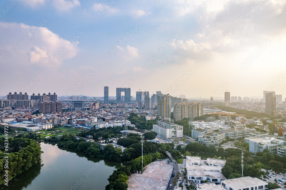 Fototapeta premium Aerial photography of Houjiao, Haizhu District, Guangzhou, China