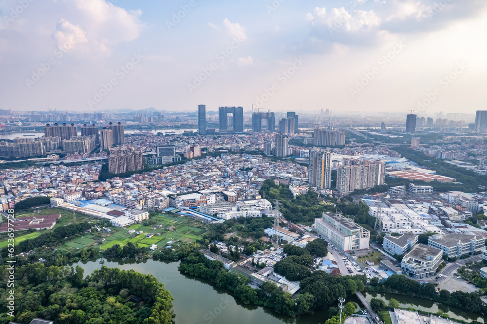 Aerial photography of Houjiao, Haizhu District, Guangzhou, China