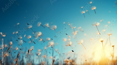 Beautiful Abstract flying Dandelion seeds