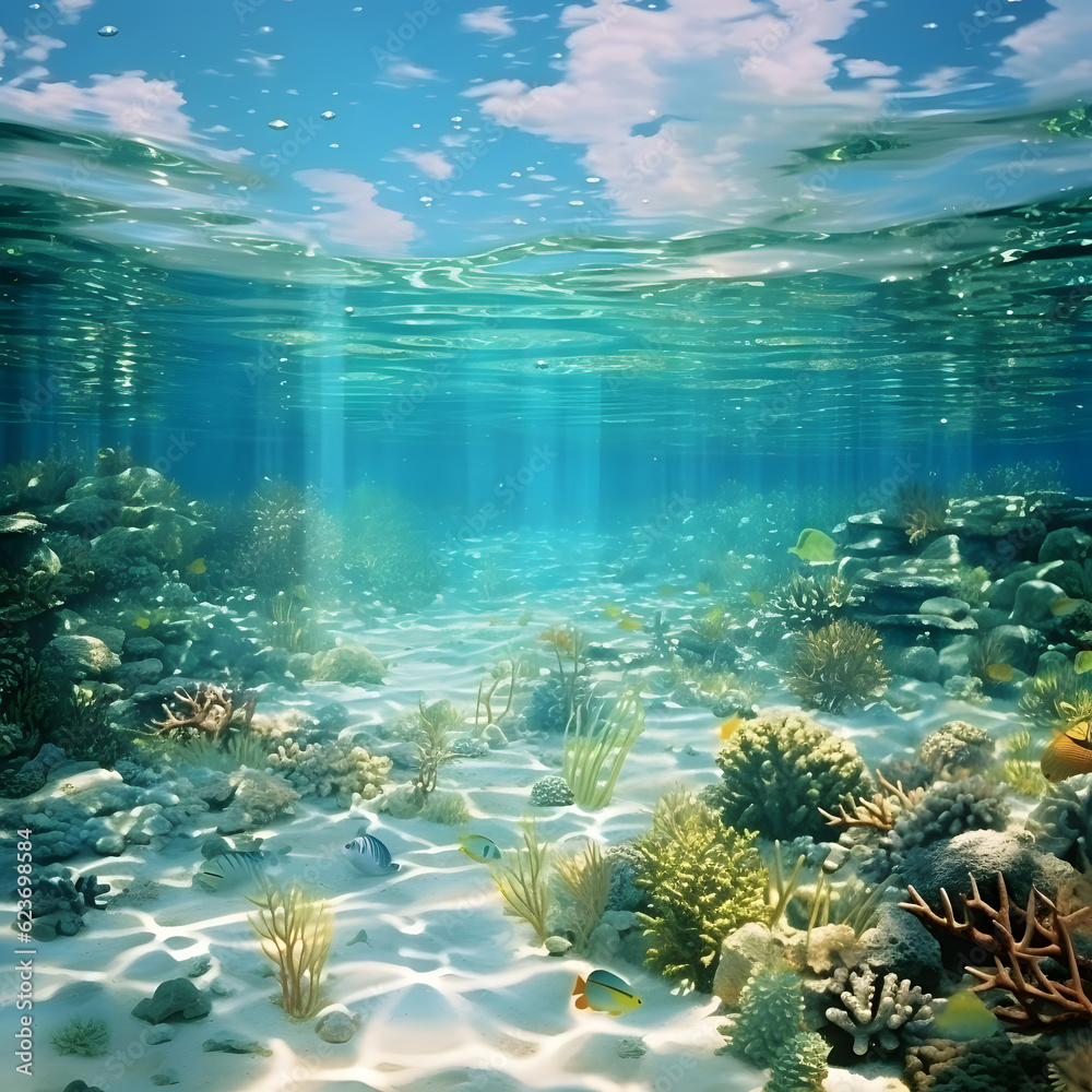 Abstract underwater background, marine, coastal, world, fish, sunny, travel, beach, landscape 