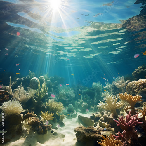 Abstract underwater background  marine  coastal  world  fish  sunny  travel  beach  landscape 