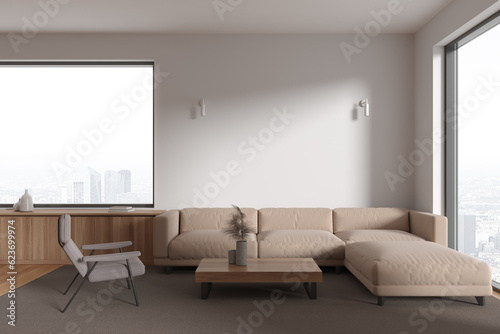 White living room interior with sofa and armchair © ImageFlow