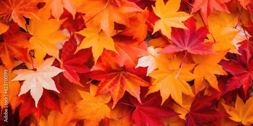 Autumn colorful leaves background  Falling leaves natural background  generative ai  