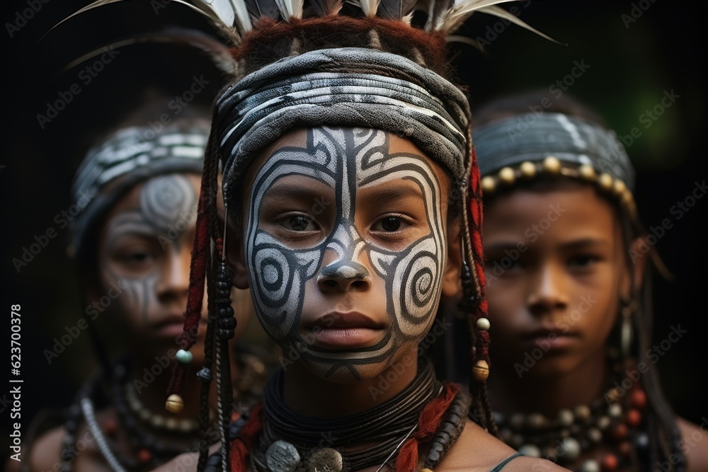 ANCIENT TRIBES IN INDONESIA YOUW VILLAGE, ATSY DISTRICT, ASMAT REGION, IRIAN JAYA, NEW GUINEA, INDONESIA