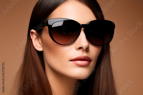 Portrait of a young woman model with sunglasses ai generative