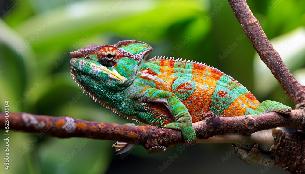 Obraz premium chameleon on a branch, Generative AI