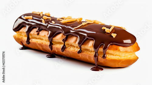 Eclairs Langes französisches Gebäck aus Brandteig mit Cremefüllung und Schokoladenglasur with Generative AI