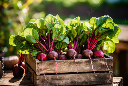 Hands holding a crate with harvested beets