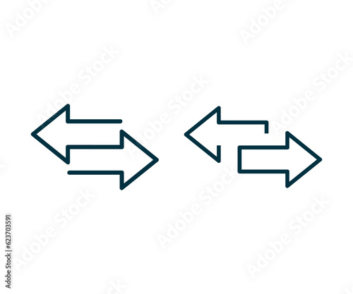 Left right arrows vector icon. Transfer arrows icon. 2 side arrow icon