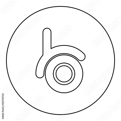 Caster wheel for furniture icon in circle round black color vector illustration image outline contour line thin style