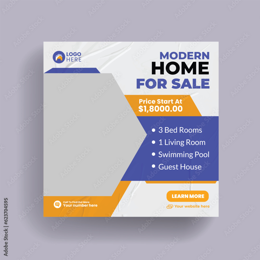 social media post for modern house sale real estate business marketing advertising promotional creative layout design template