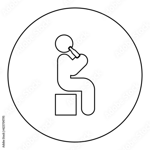 Man human drinking water alcohol beer from bottle sitting position icon in circle round black color vector illustration image outline contour line thin style