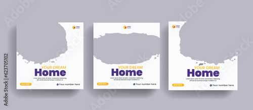 Real estate house social media banner or square flyer template
