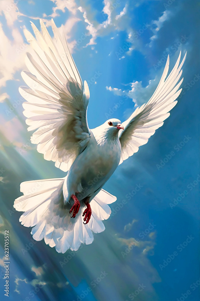 Graphic and biblical representation of the Holy Spirit in the form of a dove. AI generativ. Graphic and biblical representation of the Holy Spirit in the form of a dove. AI generativ.