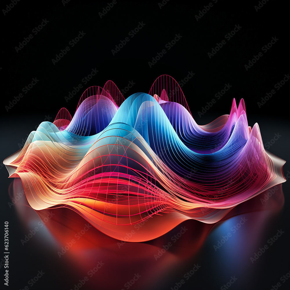 Fototapeta premium Graphical representation of the amplitude of different sound frequencies. AI generativ.
