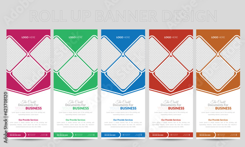 Creative business Roll Up Design agency or pull up banner Bundle vector template

