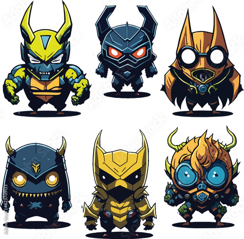 set of  monsters hero  monster club super hero monsters art