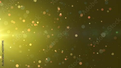 Gold, yellow bokeh effect on black background. Glitter and elegant for Christmas. Dust white. Sparkling magical particles. Magic concept.