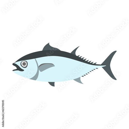 タイセイヨウクロマグロ（ニシクロマグロ）。フラットなベクターイラスト。 Northern bluefin tuna (giant bluefin tuna). Flat designed vector illustration.