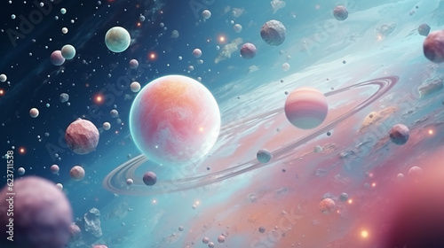 planets close-up, orbit stars sky background picture