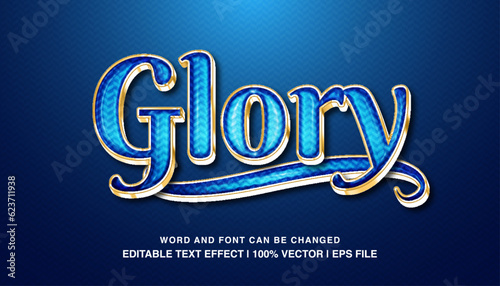 Glory editable text effect template, blue glossy luxury style typeface, premium vector