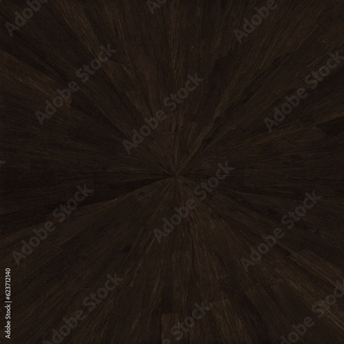 Dark brown radial straw marquetry in starburst pattern 