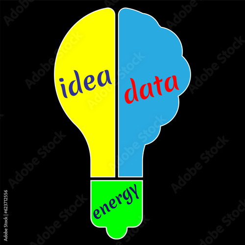 Idea, data and energy, key combination of success. Vector illustration EPS 10 File.