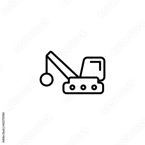 Wrecking Ball Crane icon design with white background stock illustration