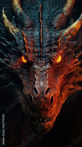 Close-Up Head of a Mystical Epic Medieval-Inspired Dragon Poster AI Generated