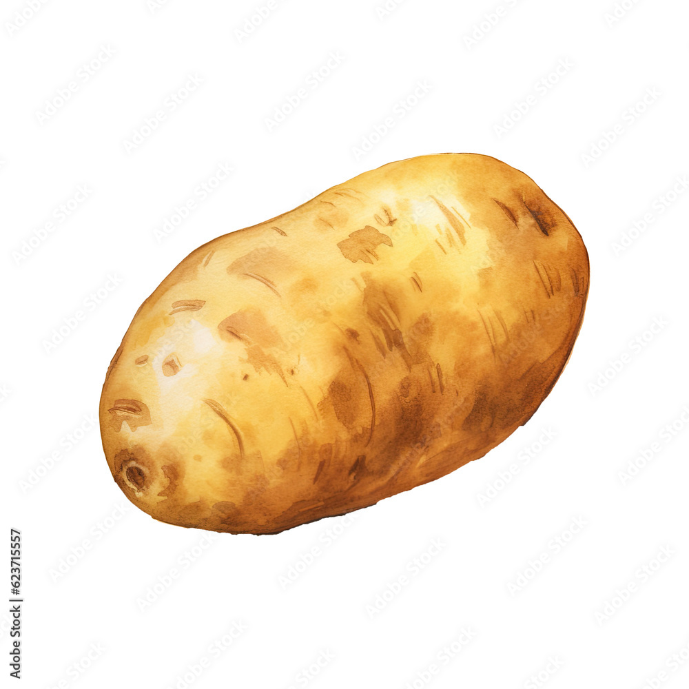 watercolor-potato-vegetable-clipart-illustration-generative-ai-stock