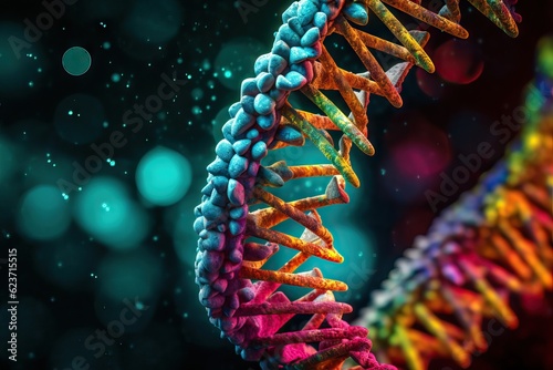 Colorful DNA Double Helix Illustrating Building Blocks of Life and Genetics AI Generated