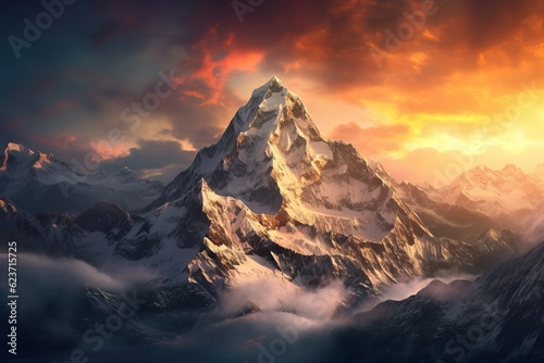 Cinematic Sunrise over Detailed Mountains AI Generated © Alexander