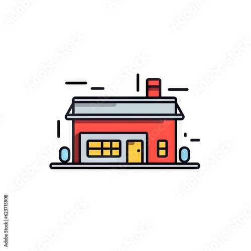 Modern and Minimalistic Flat Line Art House Icon on White Background AI Generated