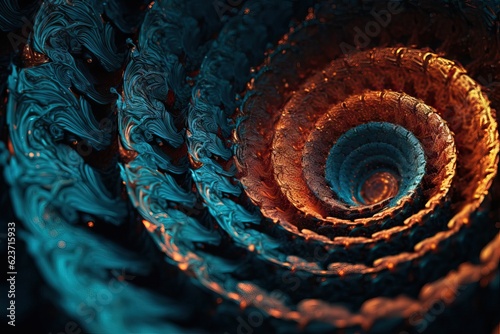 Abstract Fractal Patterns and Spirals in Highly Detailed Cinematic Shot AI Generated