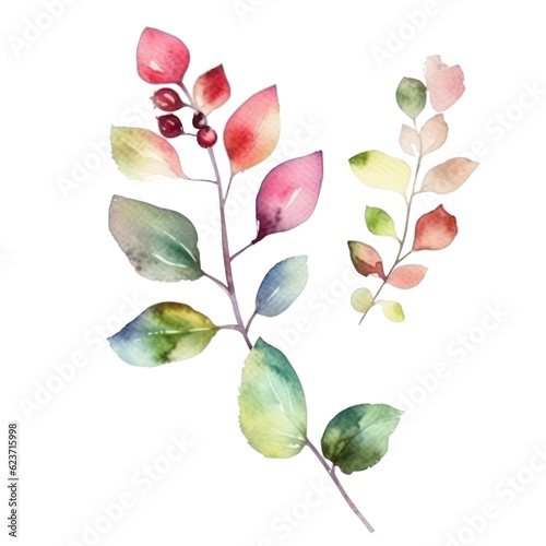 Floral watercolor colouful watercolour of plant