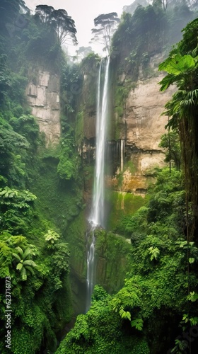 Beautiful Massive Waterfall in the Jungle AI Generated
