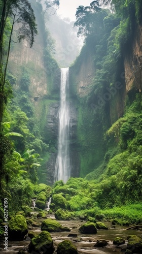 Beautiful Massive Waterfall in the Jungle AI Generated