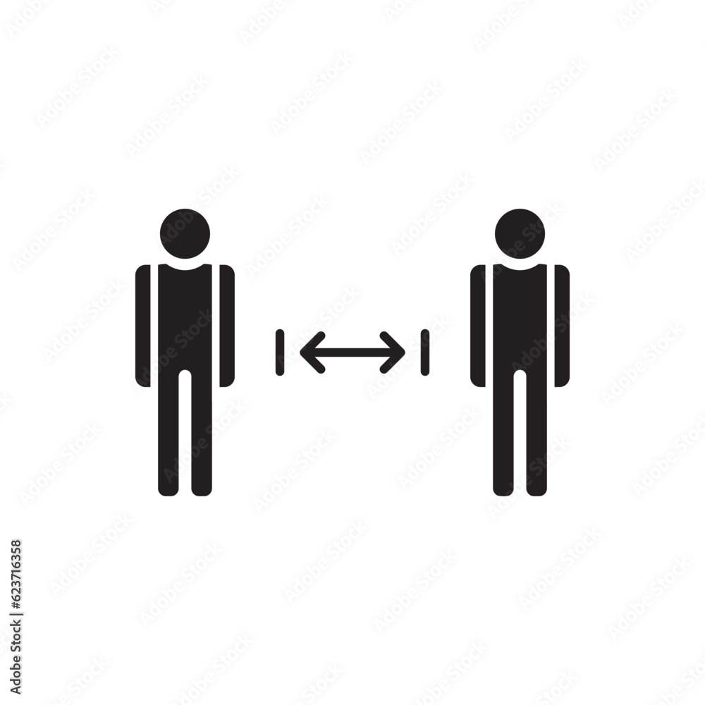 Distance vector icon. Social distance flat sign design. Distance people symbol pictogram. UX UI icon Distance vector icon. Social distance flat sign design. Distance people symbol pictogram. UX UI icon