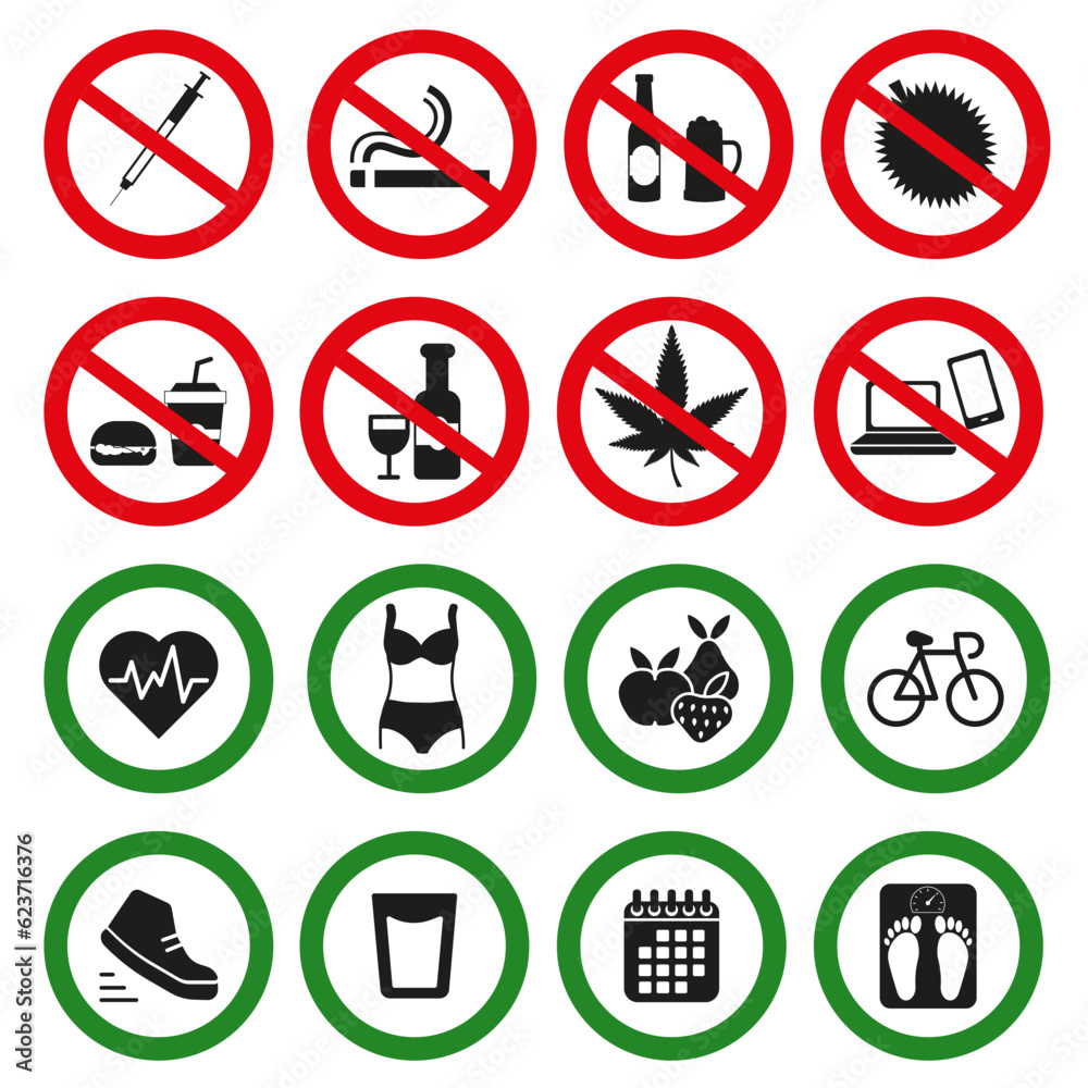 Prohibited sign for beer and cigarettes, and everything unhealthy. Advertising a healthy lifestyle. Prohibited sign for beer and cigarettes, and everything unhealthy. Advertising a healthy lifestyle.