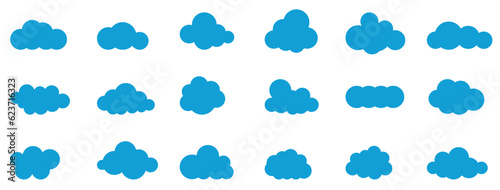 Clouds in the sky. Abstract blue cloud set isolated on white background. Vector illustration.