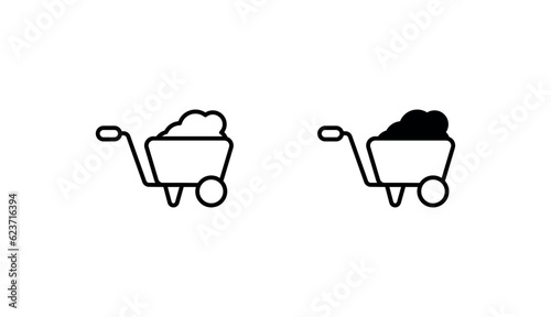 Wheel Barrow icon design with white background stock illustration