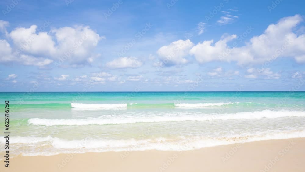 Landscape sea nature blue sky and clouds daylight. Wave sand and white foamy water on sunny summer. Landscape sea nature blue sky and clouds daylight. Wave sand and white foamy water on sunny summer.